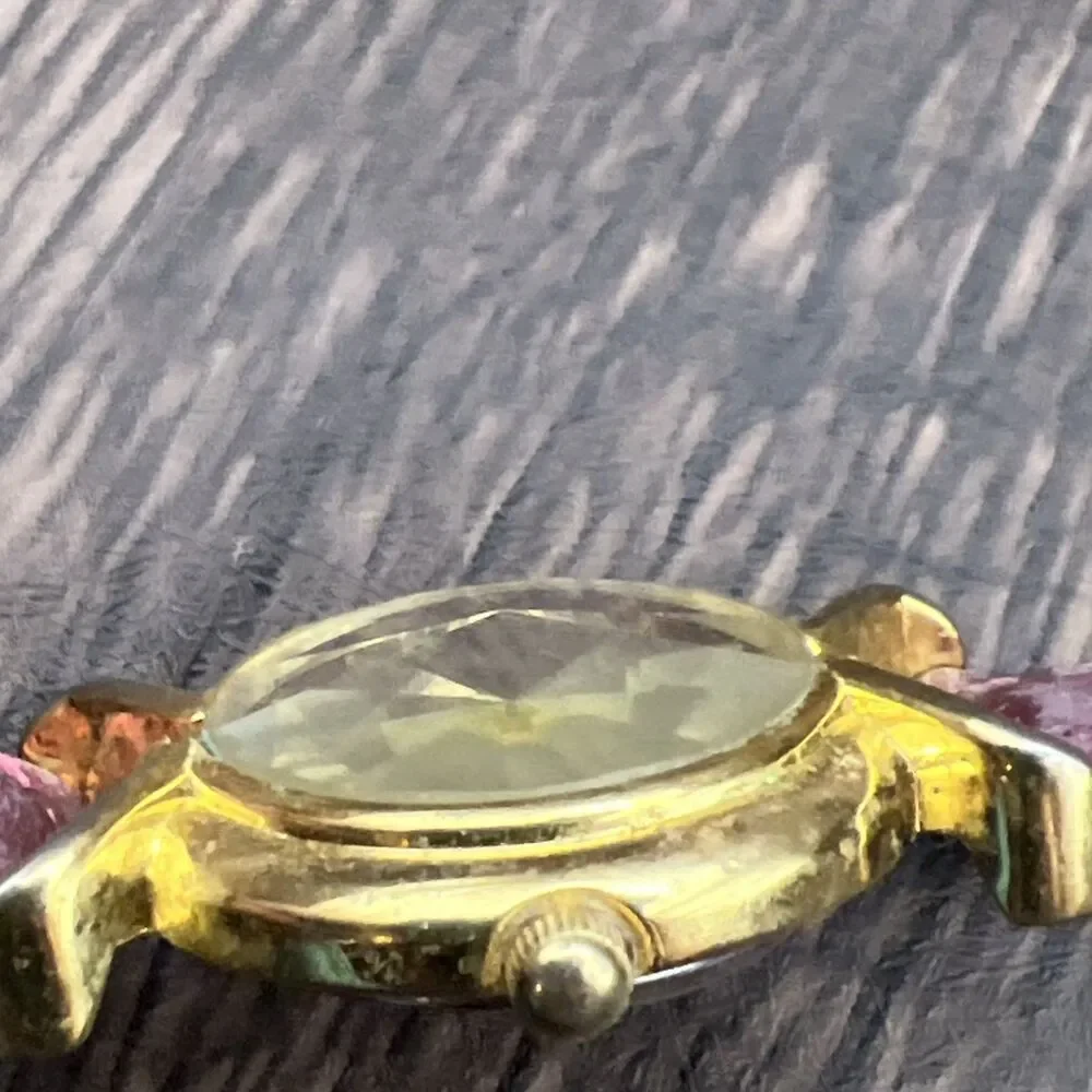 CHANTILLY Women’s Antique Purple Watch With Gold Tone Case Working Needs a Band